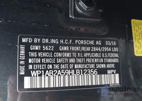 2017 Porsche Macan S z USA, uszkodzony, nr VIN WP1AB2A59HLB12356